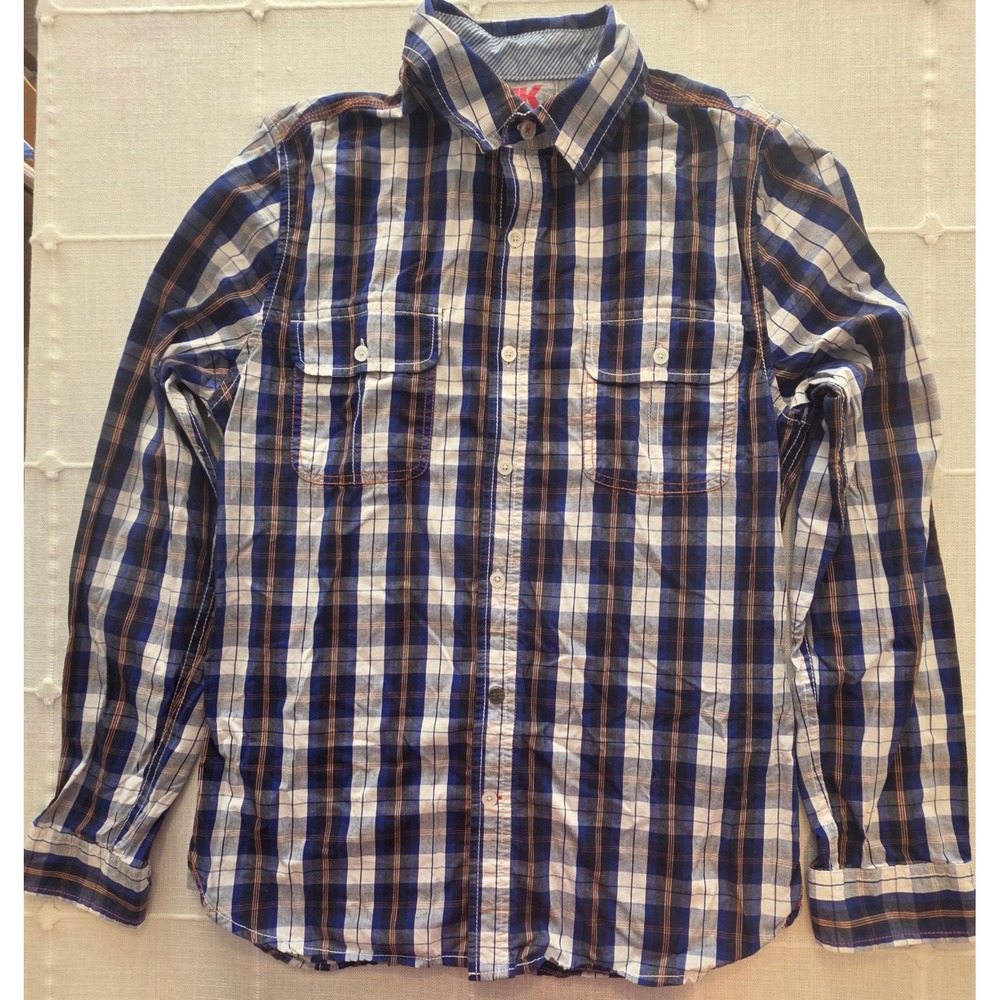UK Style French Connection Mens Blue Plaid Button Down Shirt Small